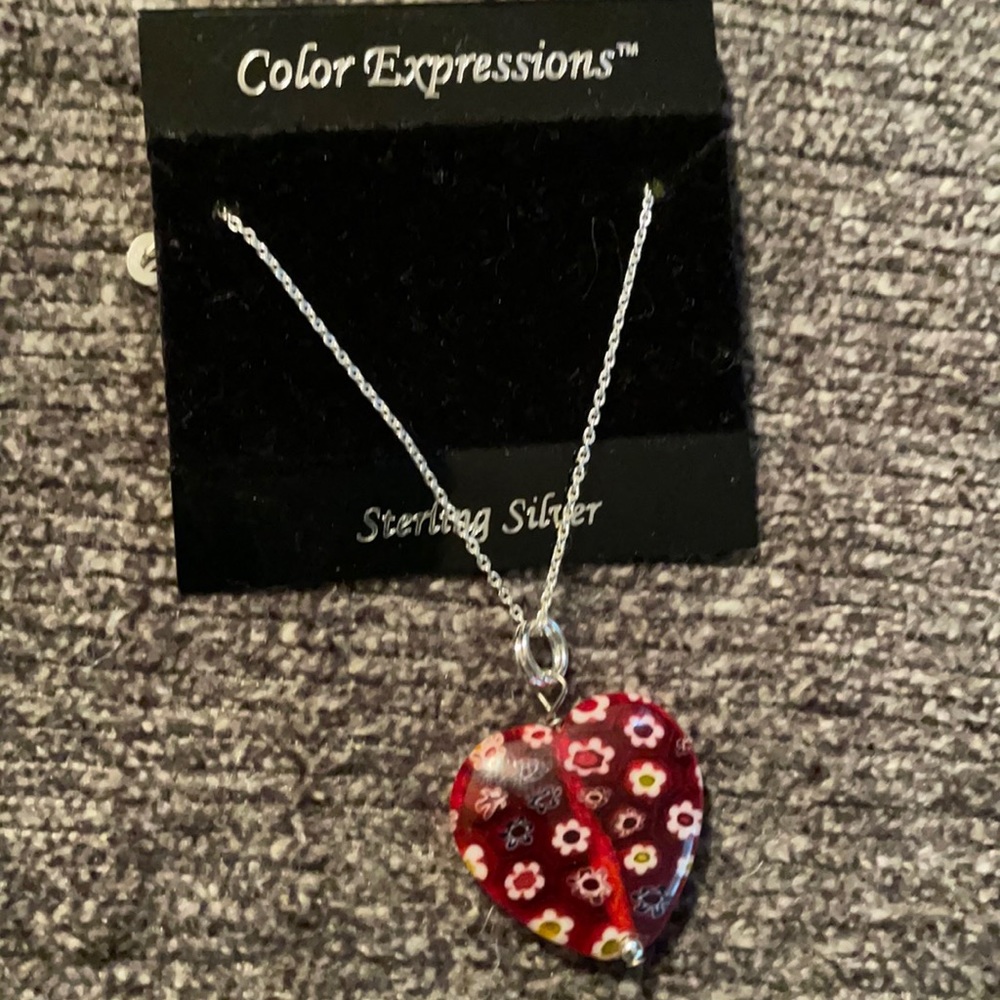 NWT Color or Expressions sterling silver heart necklace